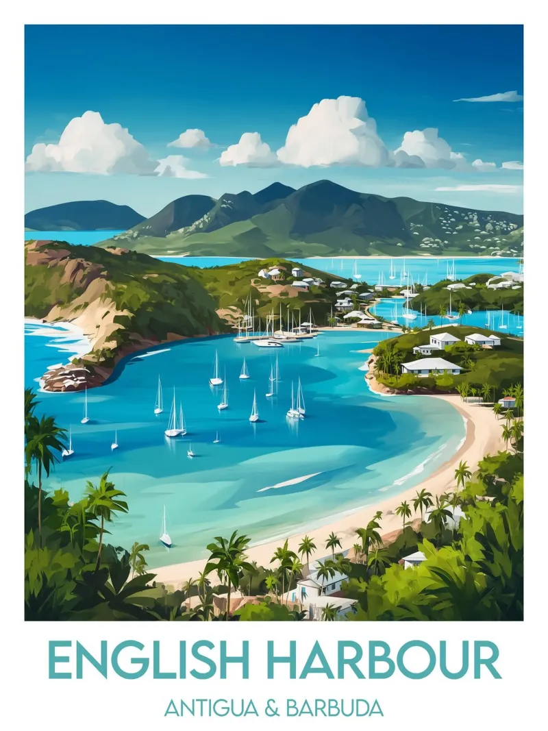 Affiche Engelse haven canvas met Baklijst van Frame the World