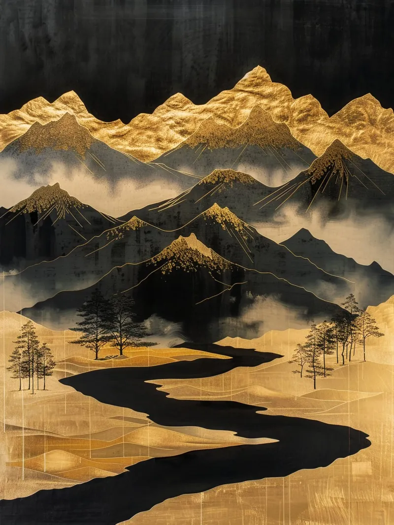 Mountains Landscape Golden carta hahnemühle da Mateo