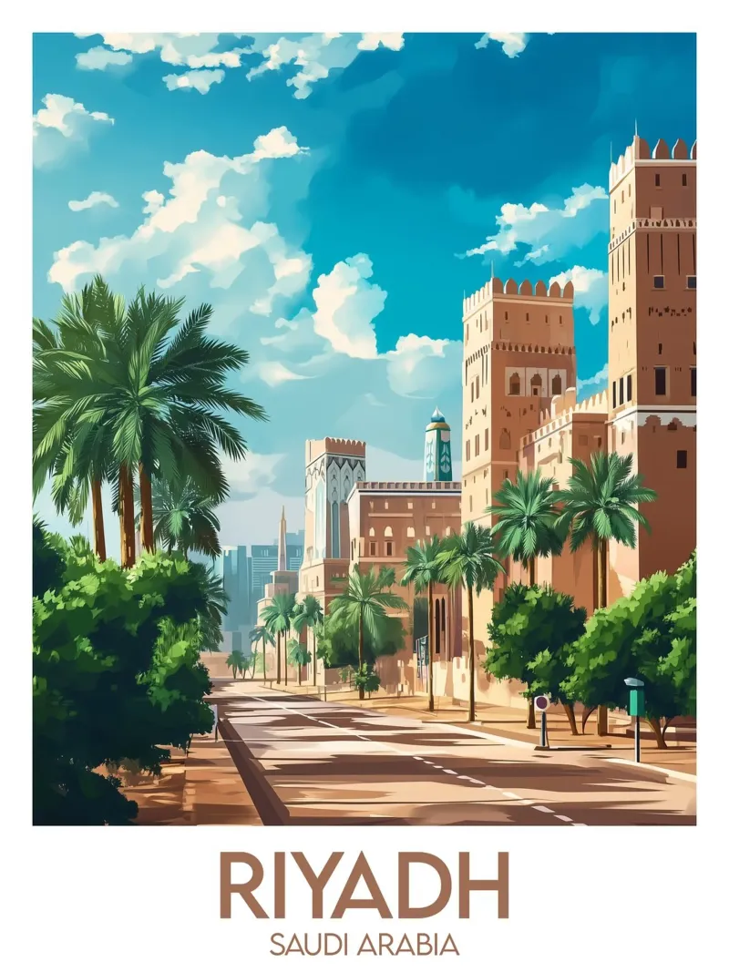 Affiche Riyadh tela con Cornice a cassetta da Frame the World