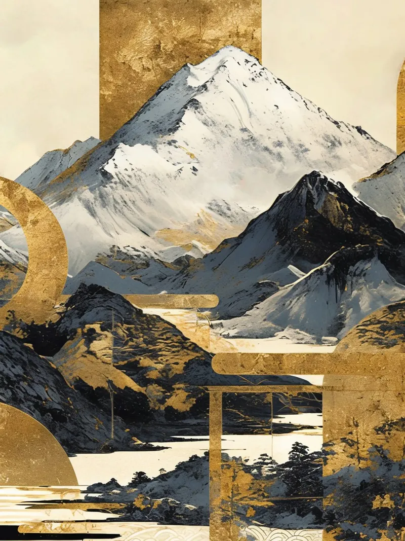 Mountains Landscape Abstract Gold pellicola backlit da Mateo