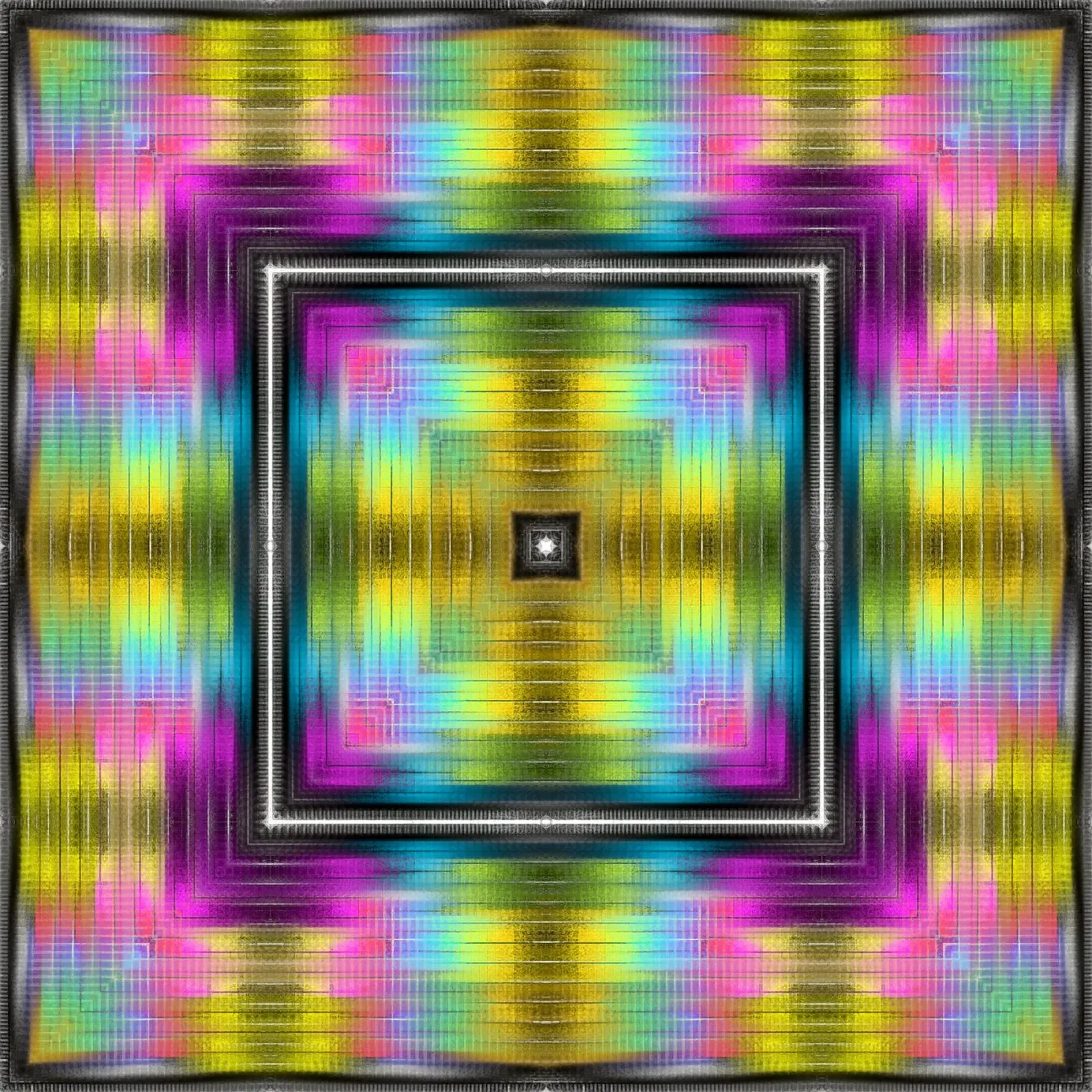 Caleidoscopio de 4 esquinas enmarcado por luminosos espectros de color lámina retroiluminada de Gürsel Yesil Digital Art