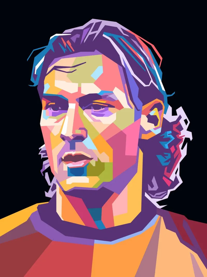 Ritratto pop art dell'icona del calcio Francesco Totti pellicola backlit da Hantamrata