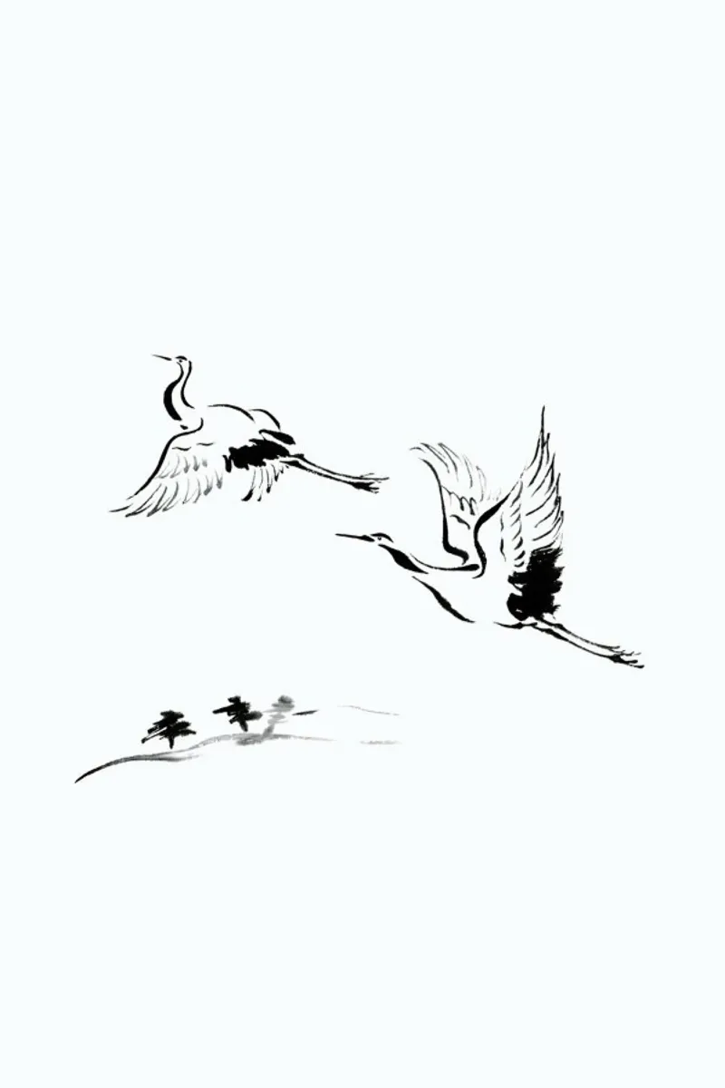 Cranes in Ink pellicola backlit da Flora & Fauna