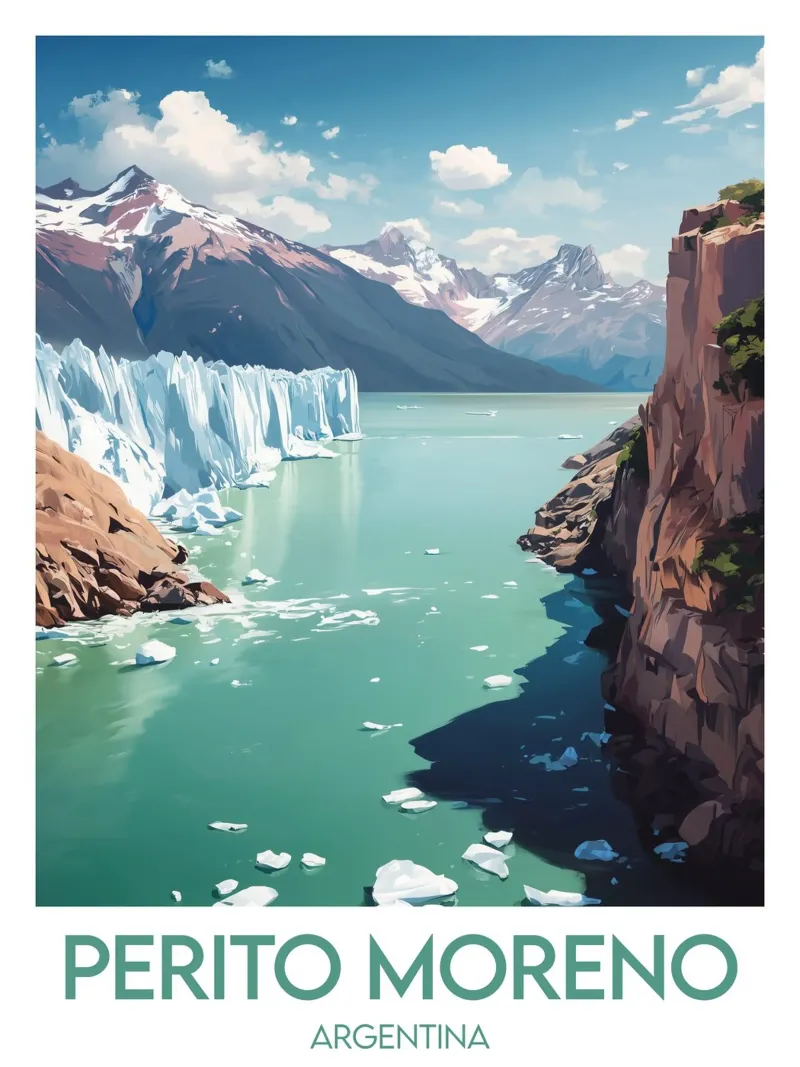 Affiche Perito Moreno poster con telaio in legno da Frame the World