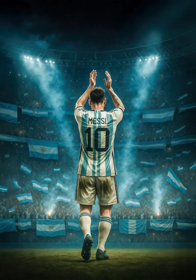 Lionel Messi Poster - De voetbalster van Argentinië poster met houten frame van Lootprint