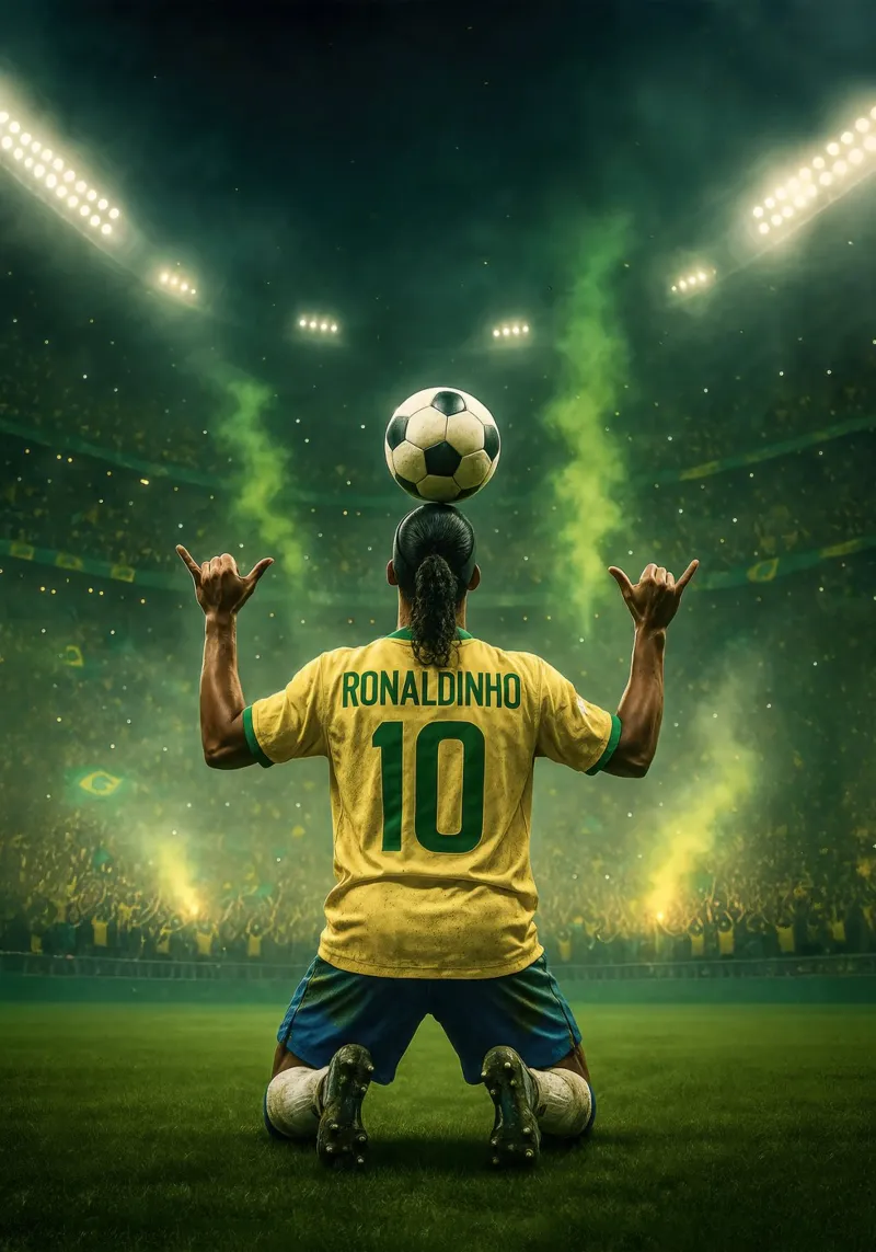 Poster Ronaldinho - Légende brésilienne du freestyle poster avec cadre en plastique de Lootprint