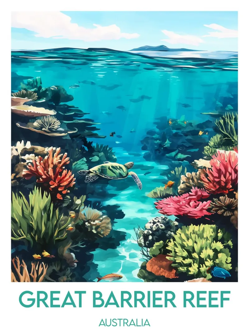 Het Groot Barrièrerif canvas met Baklijst van Frame the World