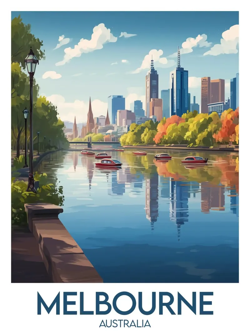 Affiche Melbourne poster con telaio in plastica da Frame the World