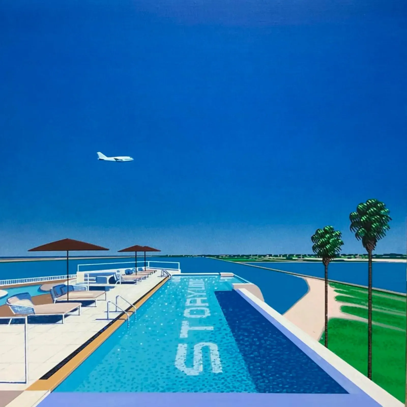 Piscina e mare - Hiroshi Nagai poster con telaio in legno da Perdana shop