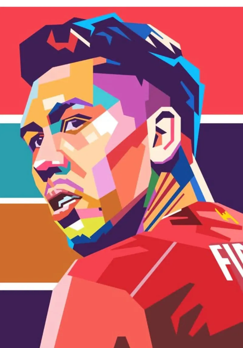 Calcio iconico Robert Firmino pop art pellicola backlit da Hantamrata