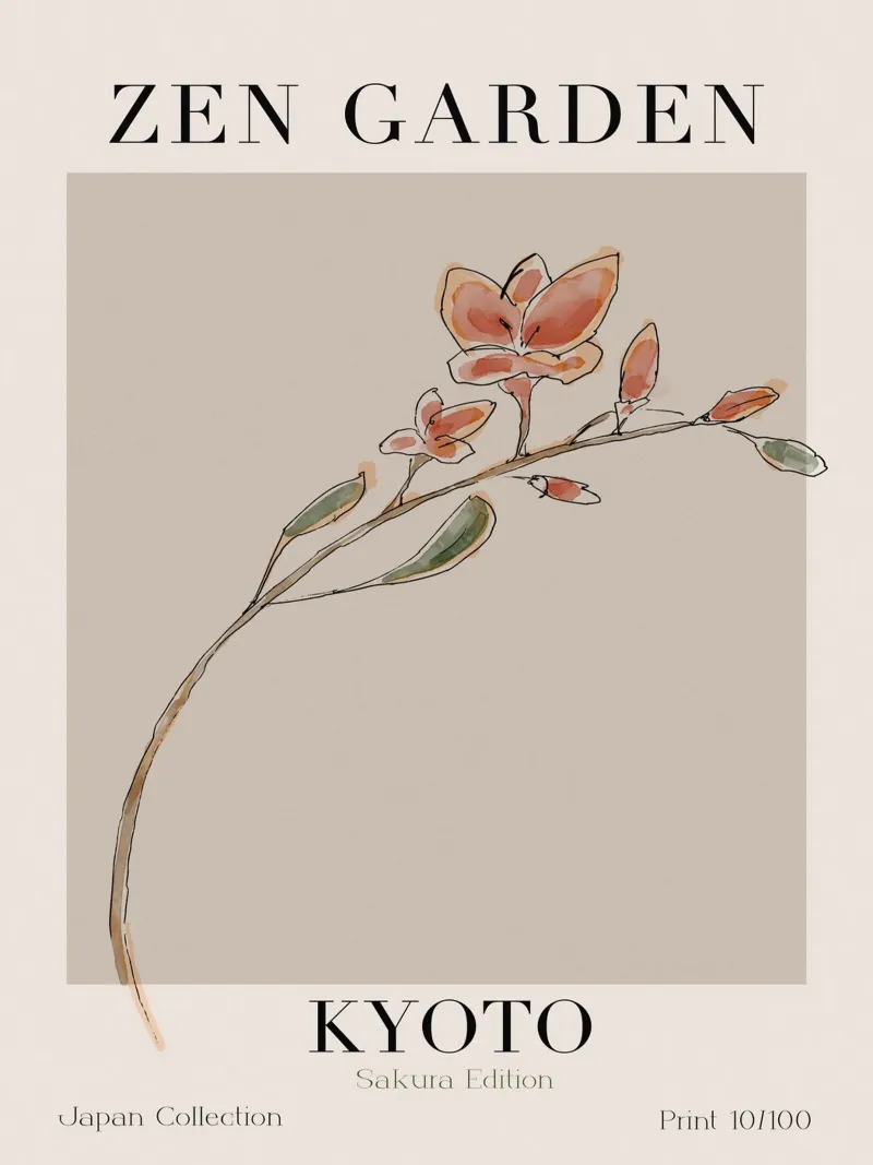 Zen Garden No 11 poster con telaio in alluminio da treechild