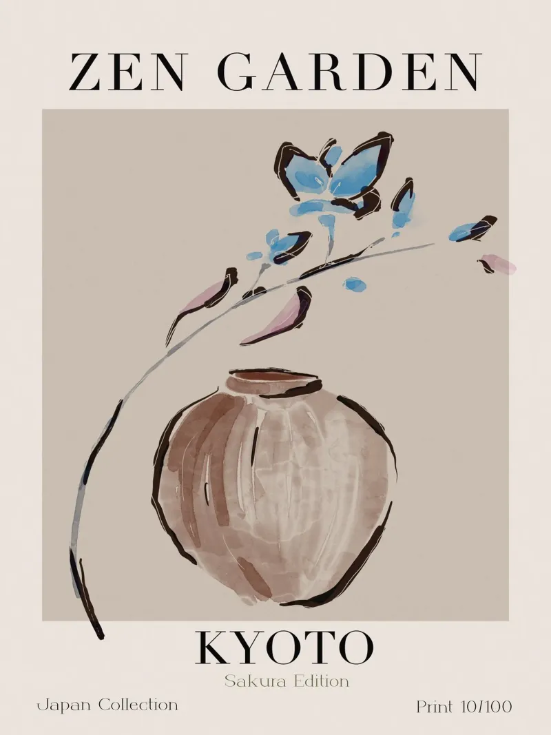 Zen Garden No 12 poster con telaio in alluminio da treechild