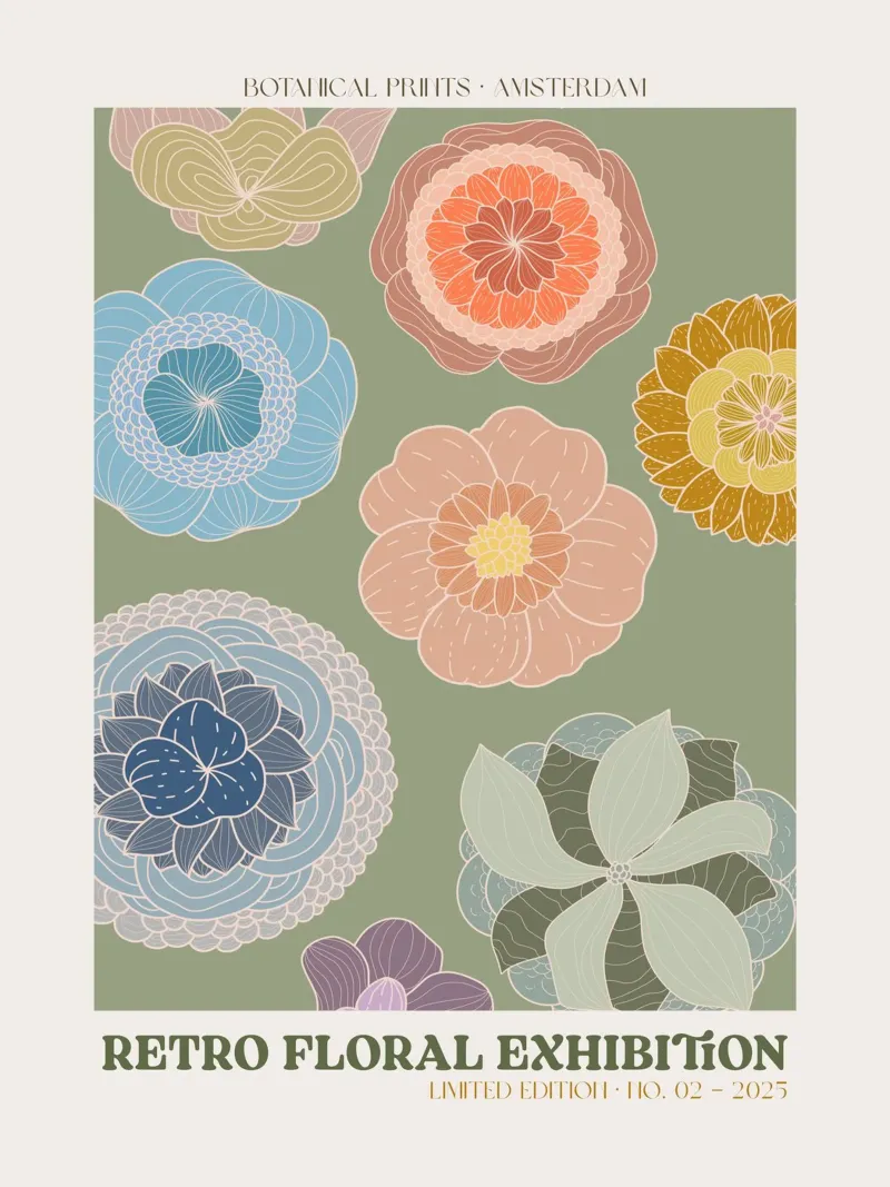 Retro Floral Exhibition No 02 poster da treechild