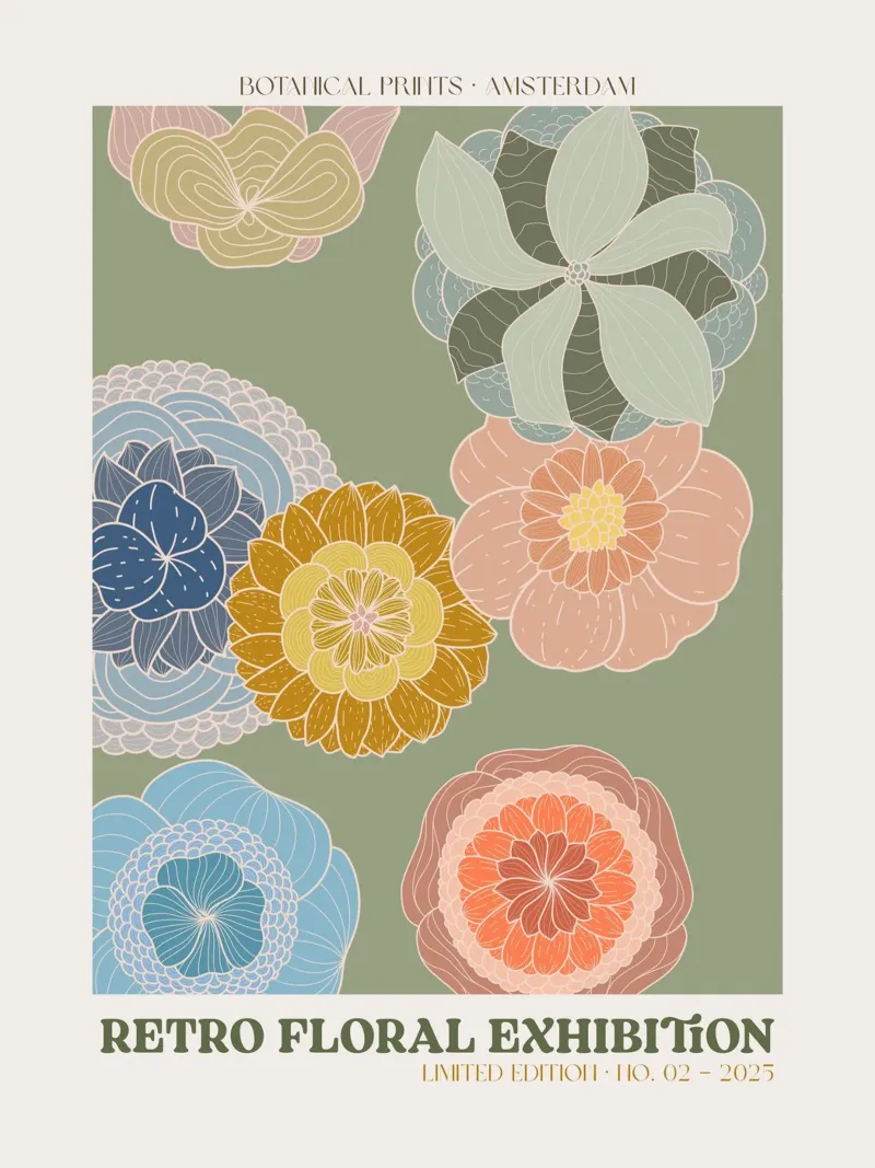 Retro Floral Exhibition No 01 poster da treechild
