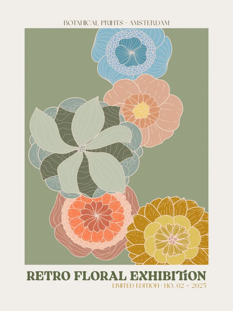 Retro Floral Exhibition No 03 poster da treechild