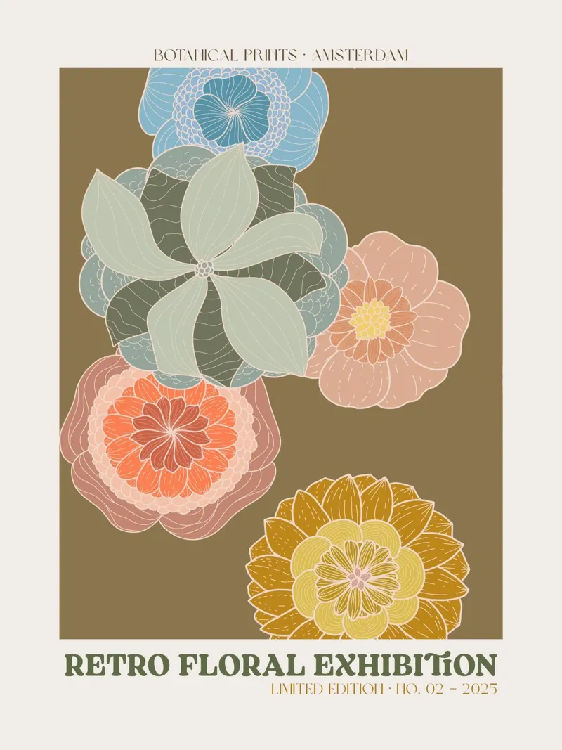 Retro Floral Exhibition No 05 poster da treechild