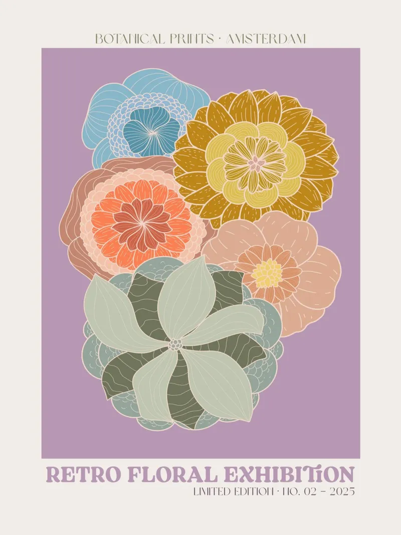 Retro Floral Exhibition No 10 poster da treechild