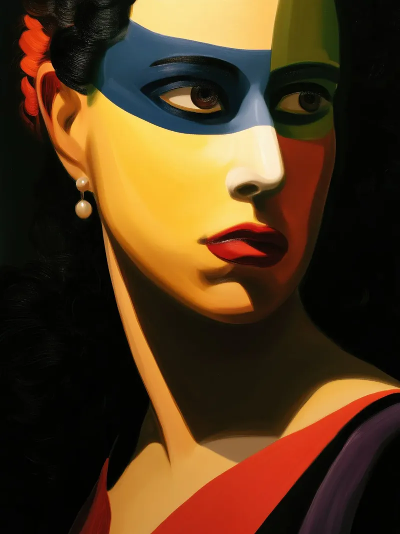 Ritratto erotico di donna con maschera per gli occhi | Quadro su tela poster con telaio in plastica da Autofocus