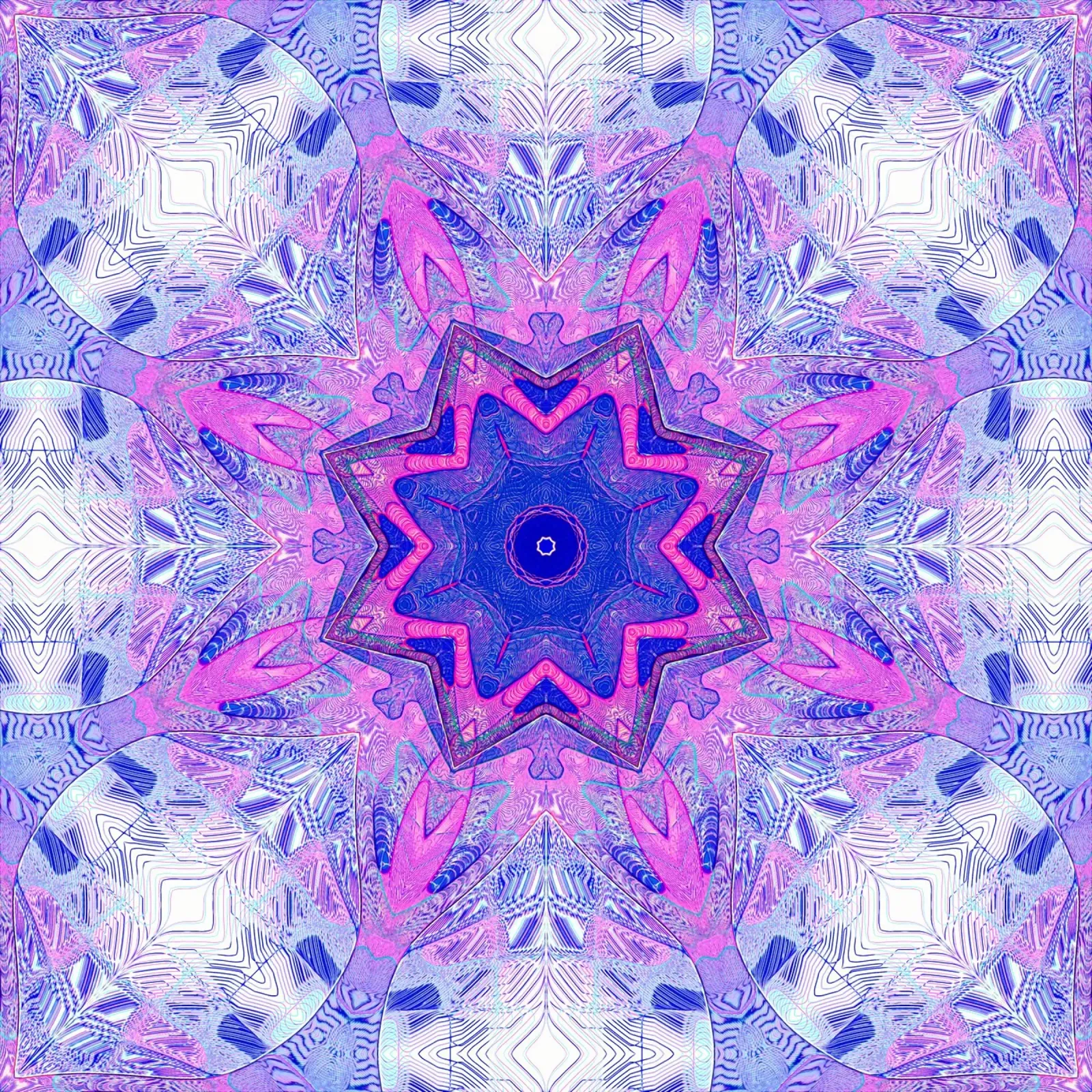 Stella blu a 8 punte incorniciata da forme in rosa/turchese... pellicola backlit da Gürsel Yesil Digital Art