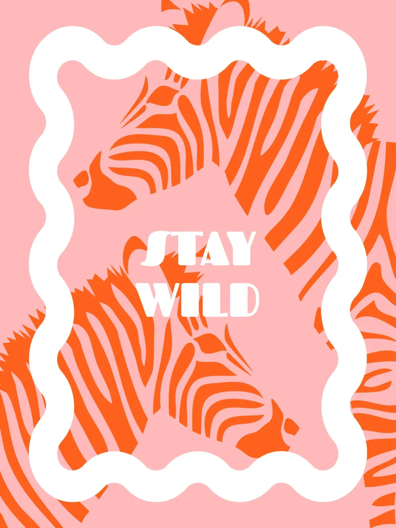 Stay wild poster avec cadre en bois de Bureau Purpur