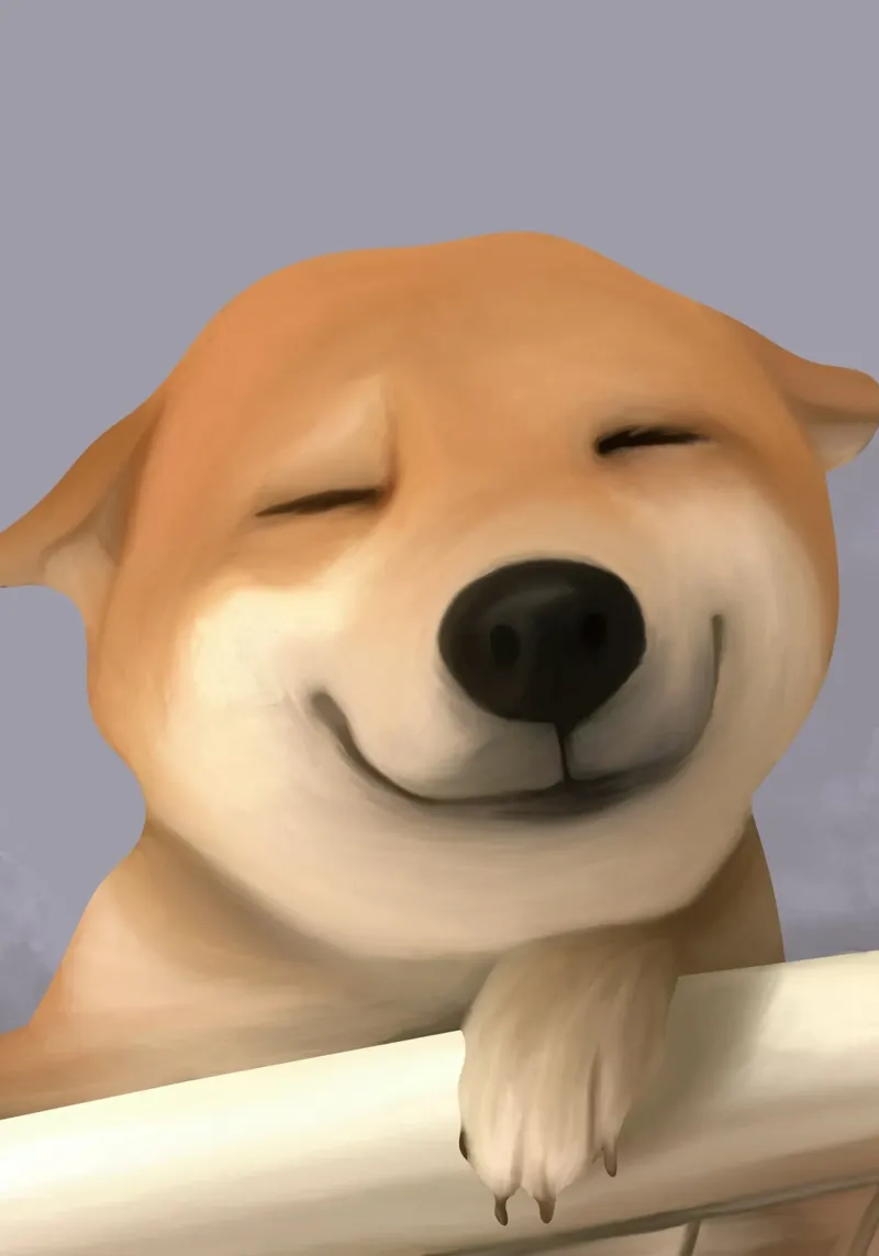 Dog closed-eye smile, pellicola backlit da Low poly art