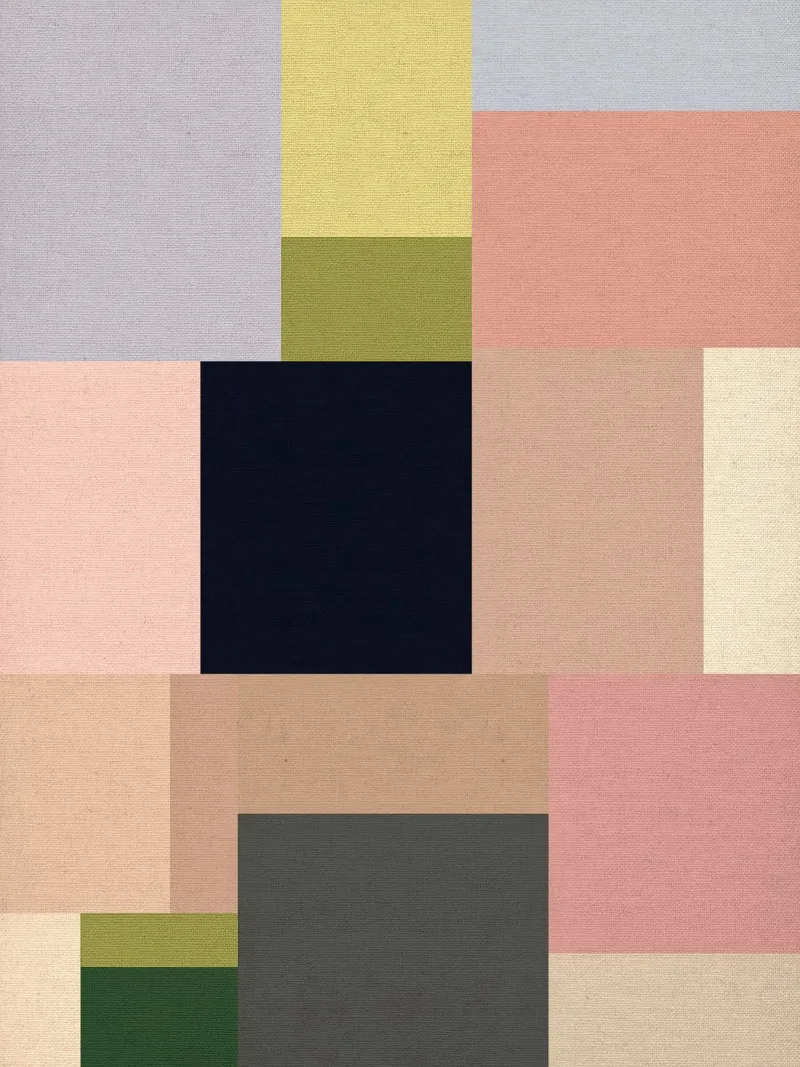 Abstract Summer Fields - Geometría Mid Mod Rosa, Verde y Azul metacrilato de Dominique Vari Abstract