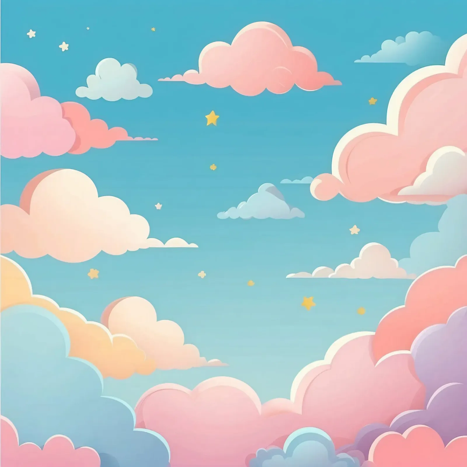 pastel Colorful clouds and stars fill the sky alu-dibond by DesignDoodle