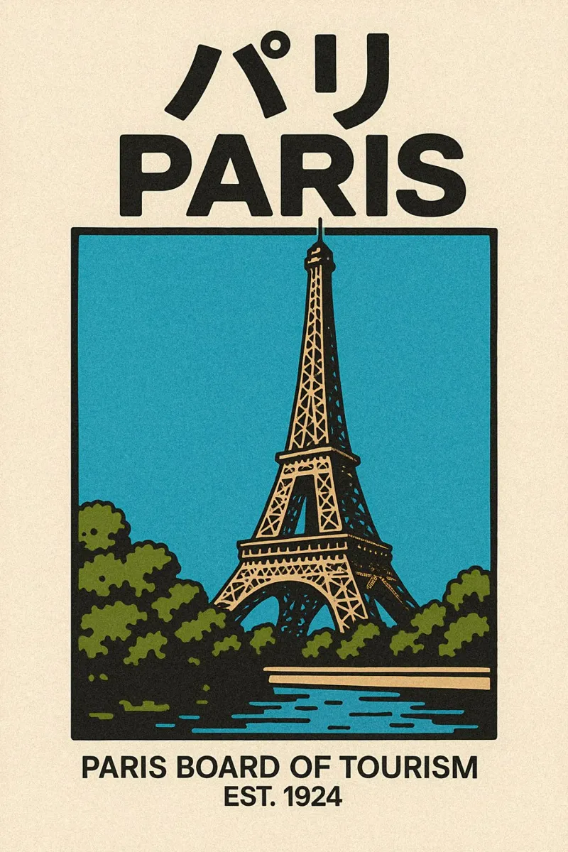 World Icons – Retro Travel Series - Eiffel View lienzo de Studio Mooodz