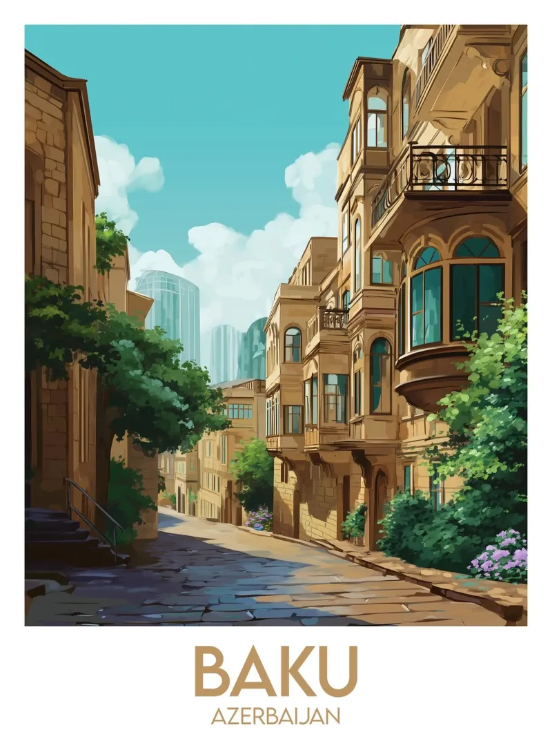 Affiche Bakou poster con telaio in alluminio da Frame the World