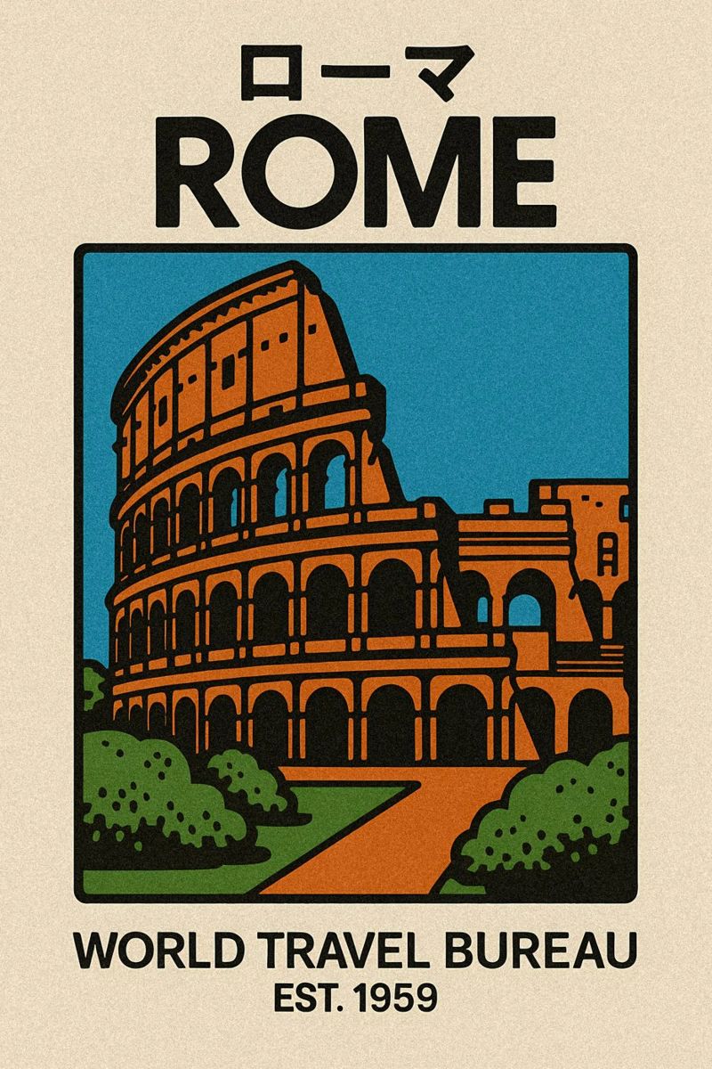 World Icons – Retro Travel Series - Italian Icon poster de Studio Mooodz