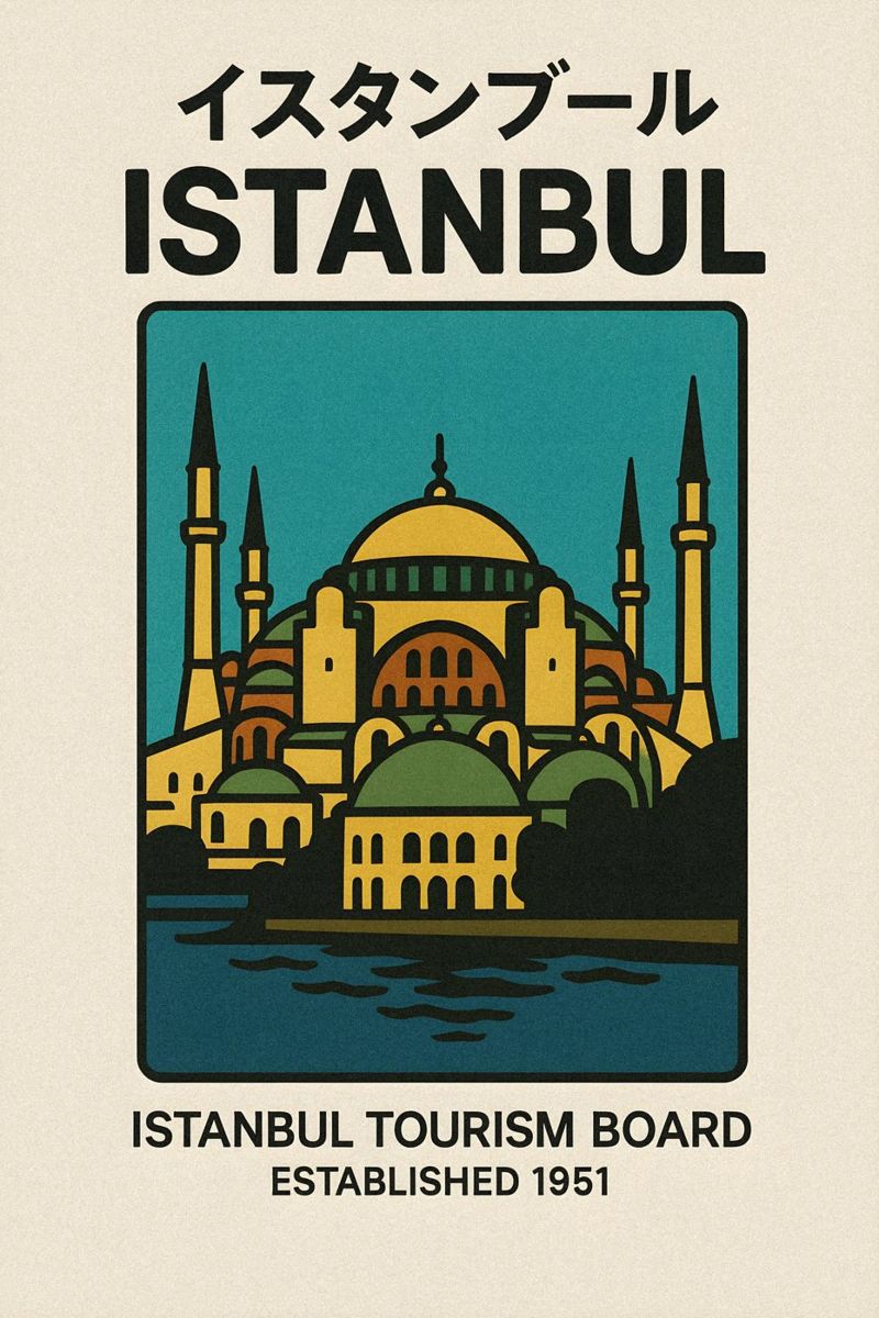 World Icons – Retro Travel Series - Istanbul View Poster von Studio Mooodz