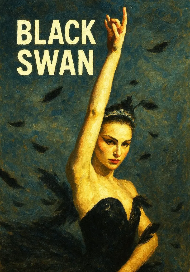 zwarte zwaan herschilderen verbeelding aquarel kunst ontwerp poster met kunststof frame van SIQAYA