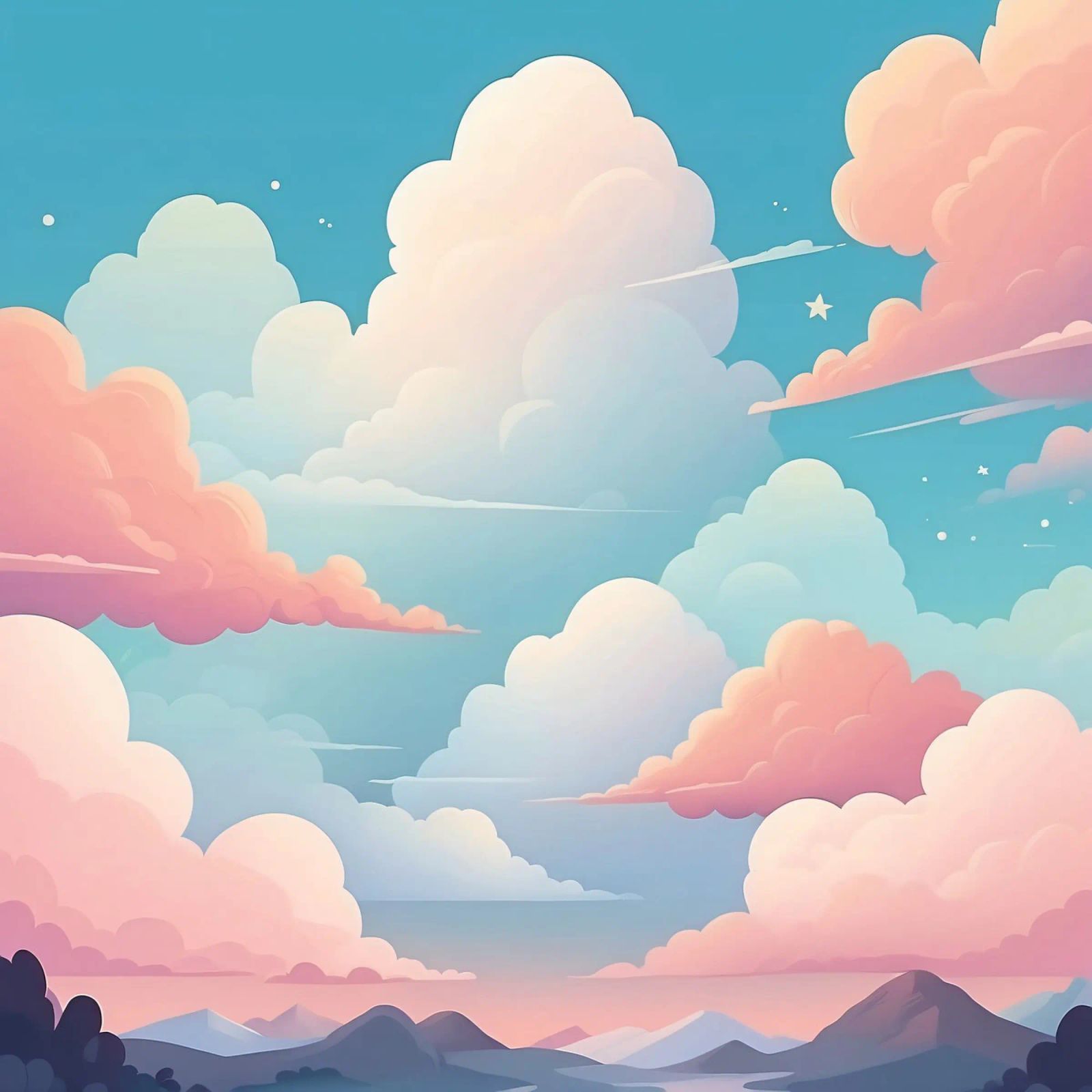 Colorful clouds fill the sky above rolling mountains during poster by DesignDoodle
