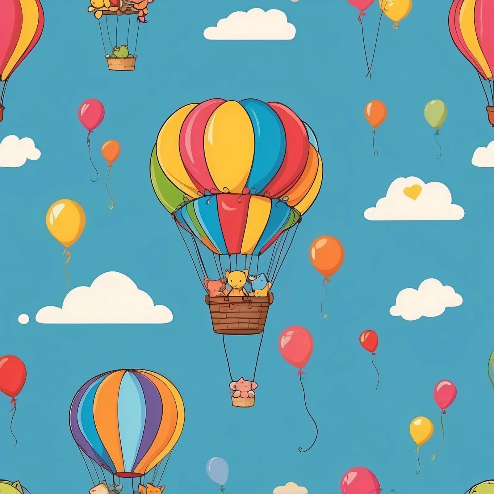 Palloni aerostatici colorati si librano in un cielo azzurro e limpido pellicola backlit da DesignDoodle