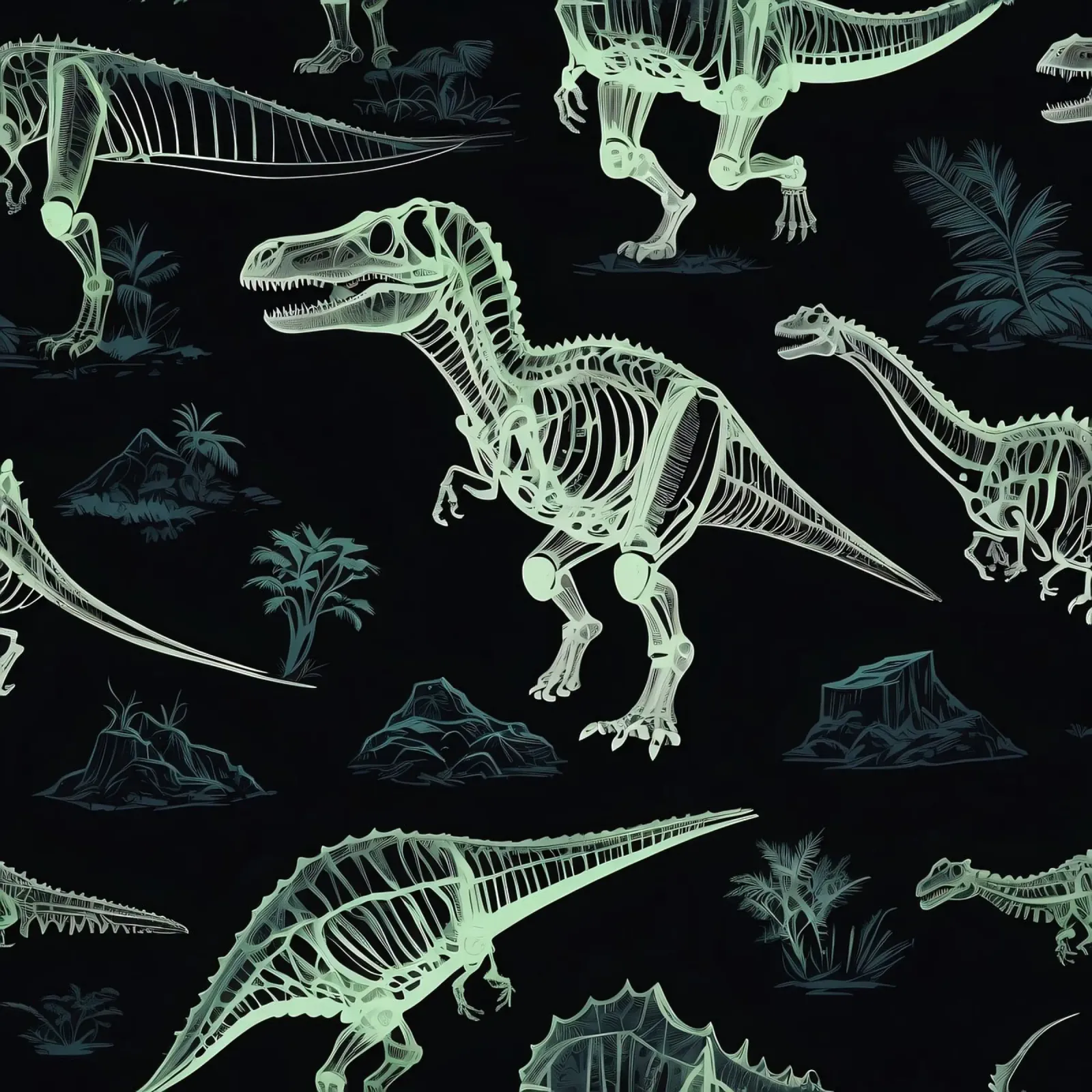 Fascinating dinosaur skeletal patterns showcase prehistoric canvas with Floater frame by DesignDoodle
