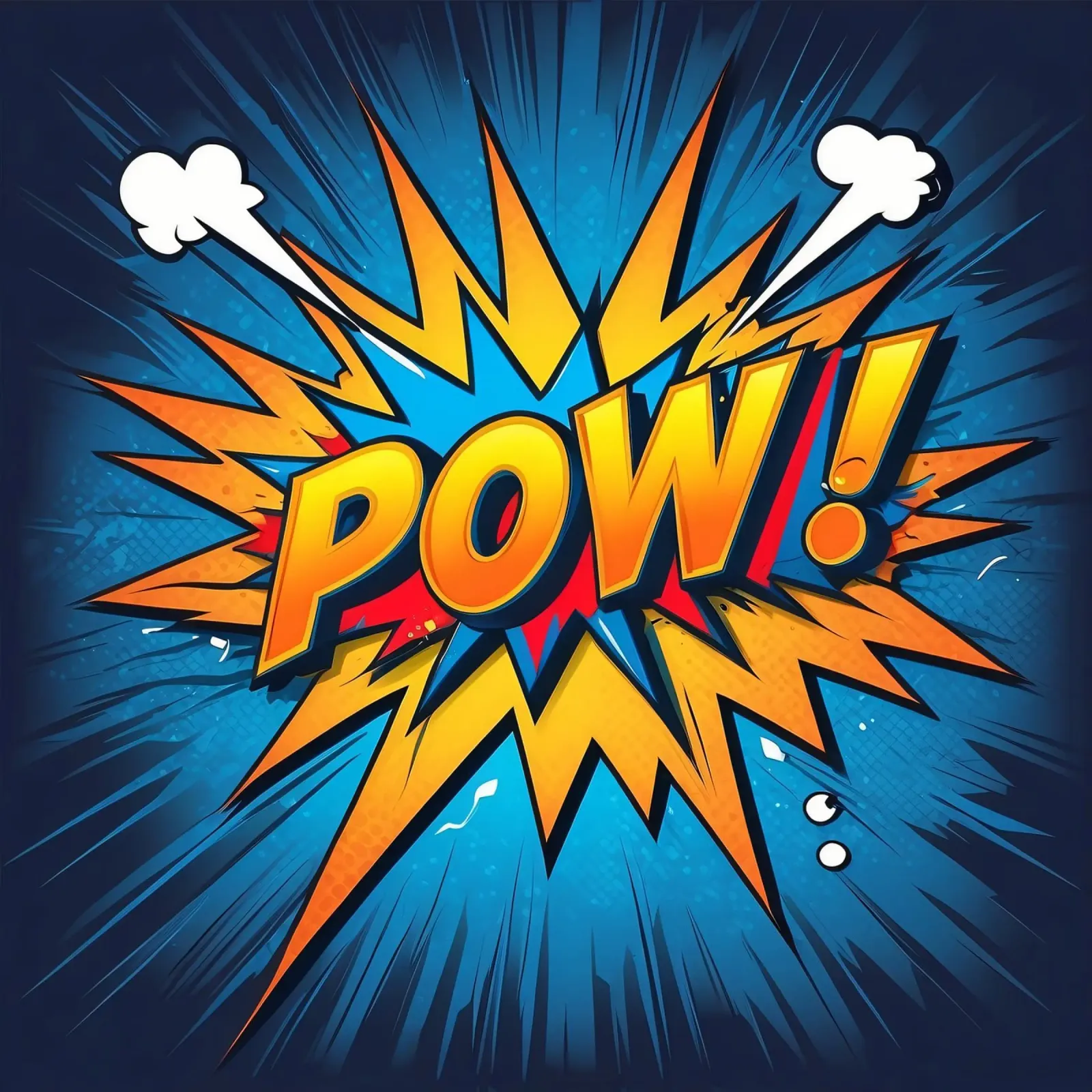Dynamic comic style explosion graphic with bold text canvas by DesignDoodle