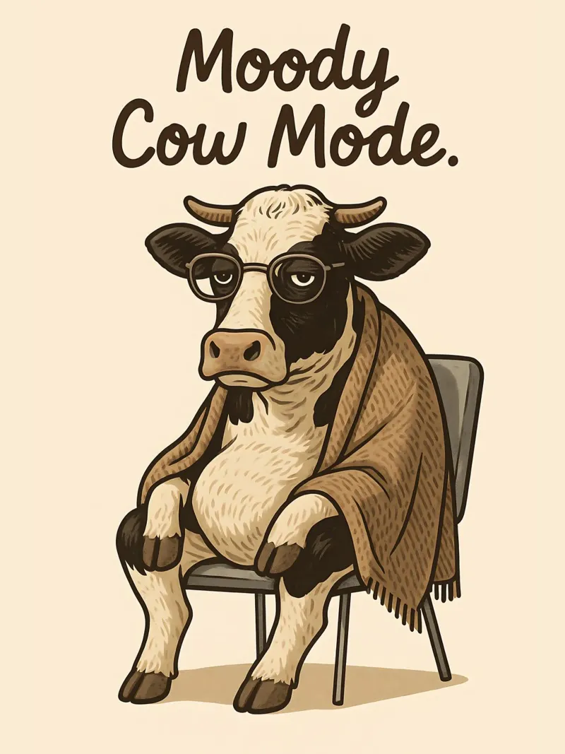 Meme divertente sulla mucca poster da Funny Humor Art