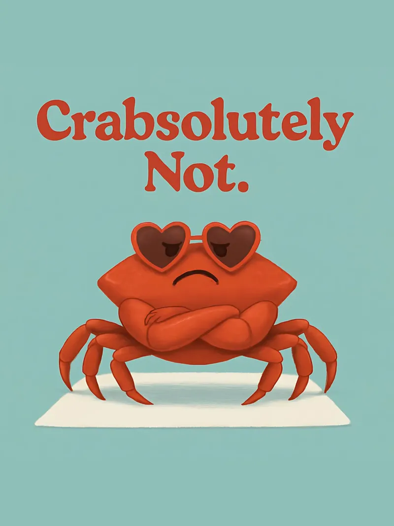 Meme divertente del granchio poster con telaio in legno da Funny Humor Art