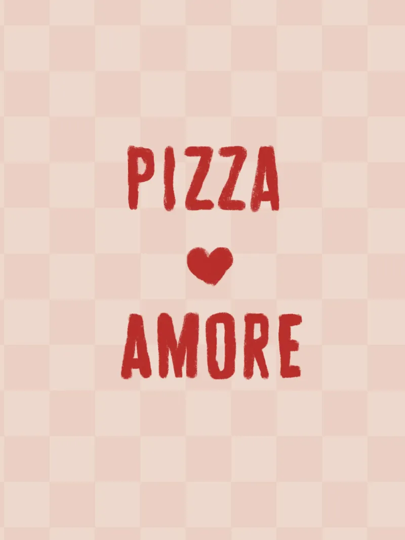 Pizza Amore con cuore rosso su beige chiaro pellicola backlit da Alisa Knöß