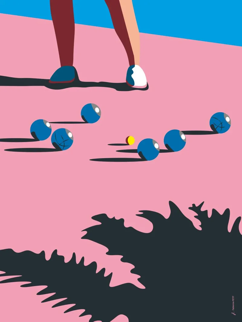Pétanque tela con Cornice a cassetta da Fabienne Petit
