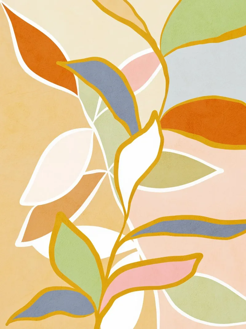 Closer to Nature • Botanical flow in Sunny Pastels canvas by Dominique Vari