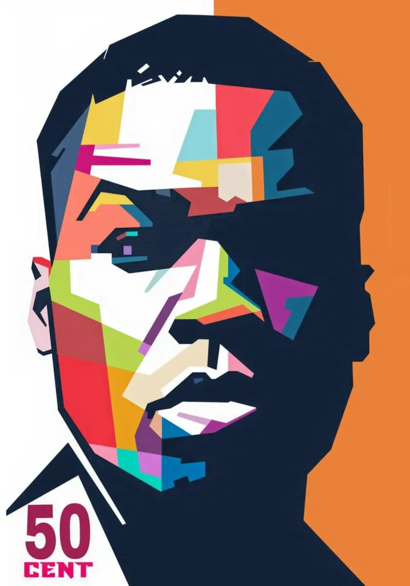 Il rapper 50 Cent, icona dell'hip hop poster con telaio in plastica da Hantamrata