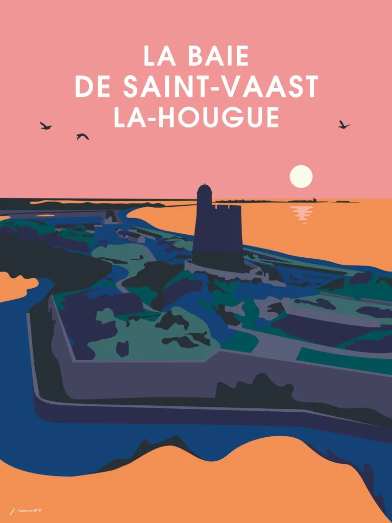 The bay of Saint-Vaast-la-Hougue canvas with Floater frame by Fabienne Petit