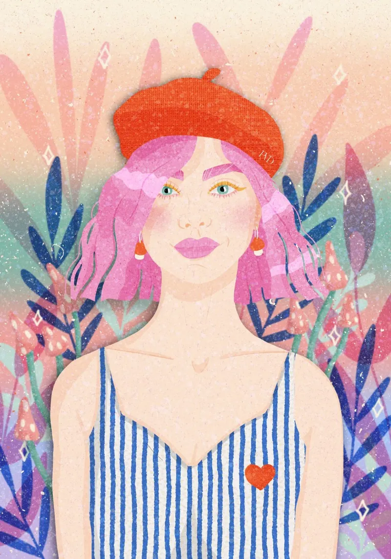 Portrait Pink Lady in Jungle canvas by Patricia Vetta Design