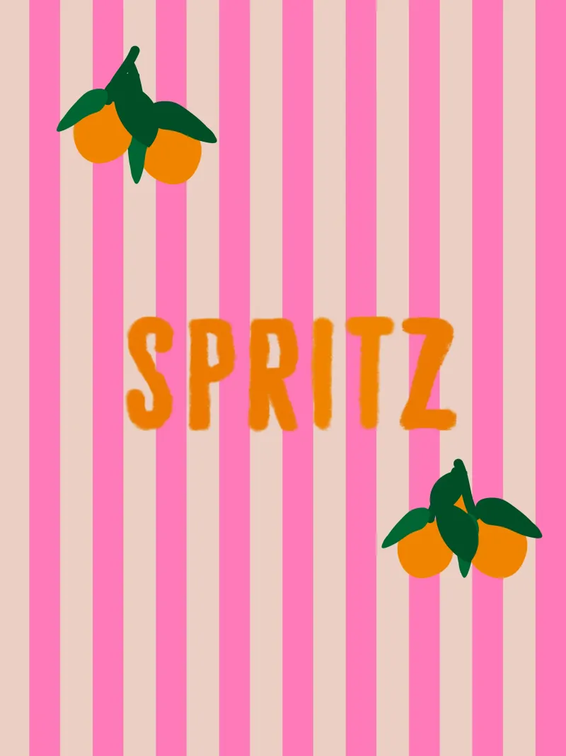 Spritz arancione su strisce rosa con arance poster da Alisa Knöß