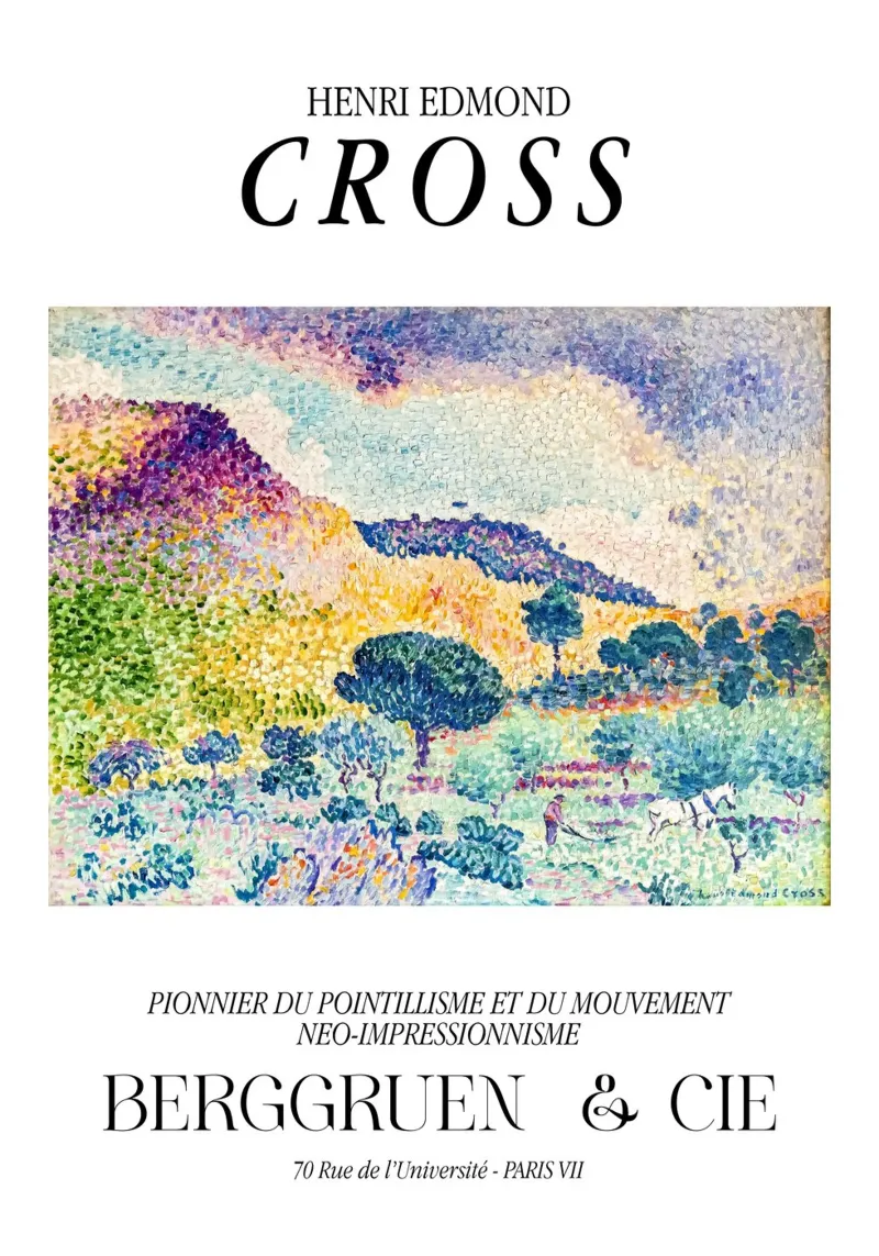 Henri-Edmond Cross Pointillist Kleurrijke Bergen canvas met Baklijst van NorwesClub