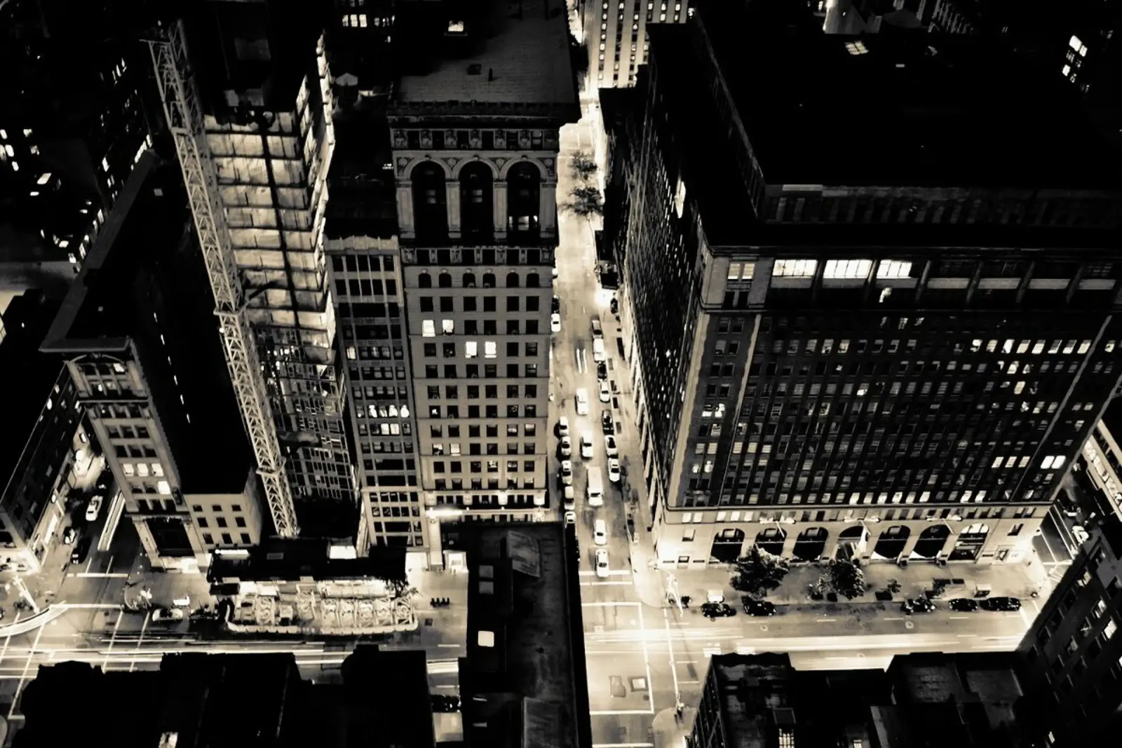 The City of Blinding Lights poster con telaio in legno da Cordula Schaefer