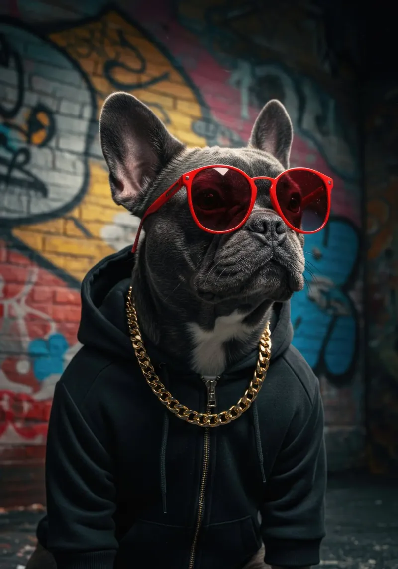Cappuccio Bulldog pellicola backlit da Pawtrait Studio