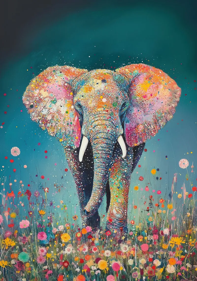Elefante: ritratto di pachiderma poster con telaio in legno da Nikis Art Studio