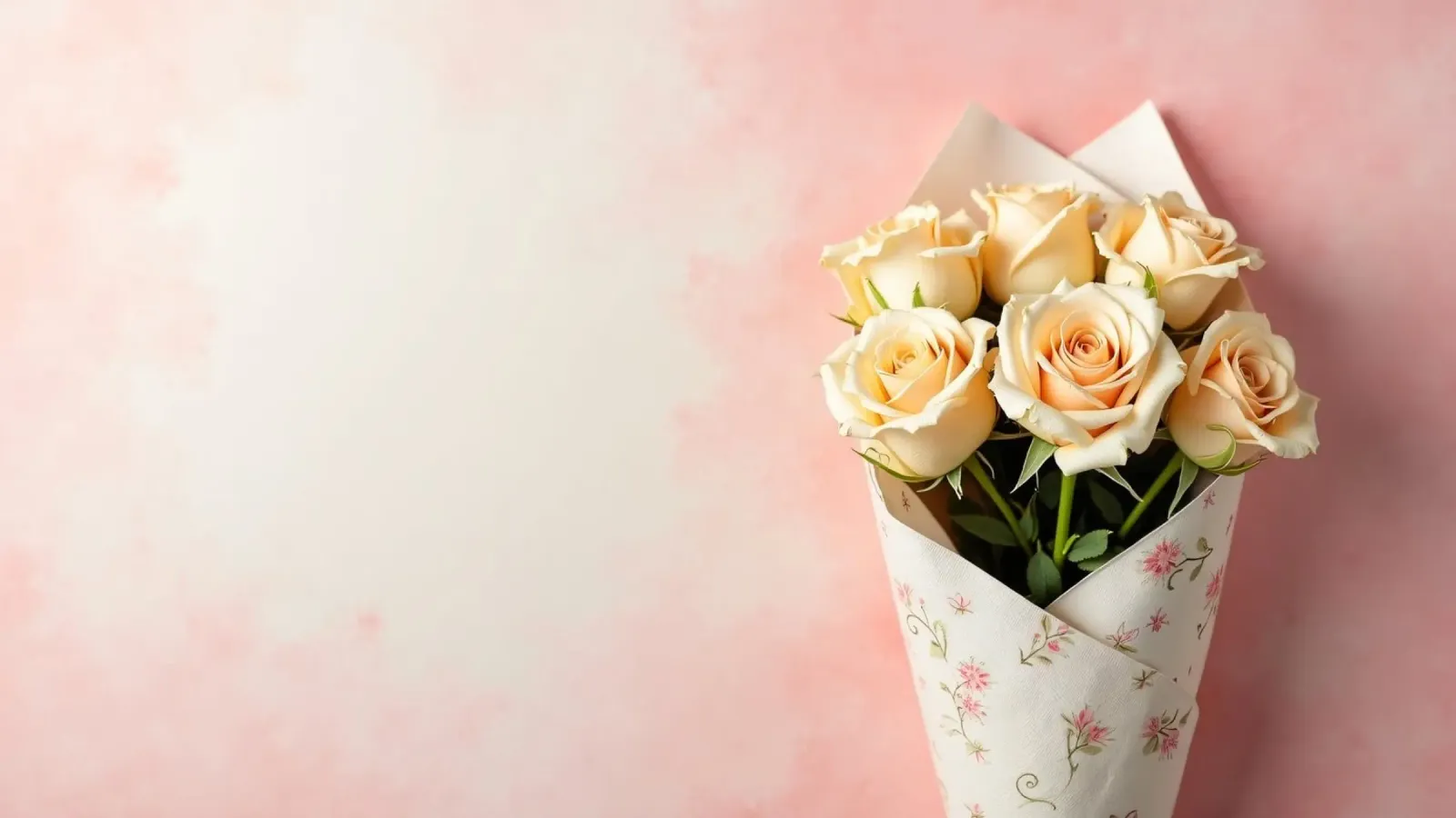 Bouquet di rose color pesca appena confezionato pellicola backlit da DesignDoodle